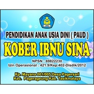 Banner Plang Sekolah untuk PAUD-TK-SD Bisa Custom dan Free Desain