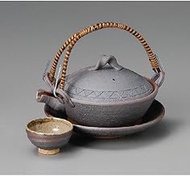 Earthenware Bottle Mushi, Nanban Flat Type Earthenware Bottle, 10.1 fl oz (300 cc), (Handmade), Japa