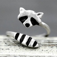 Creative Raccoon Open Ring Female Cute Fox Tail Animal Ring Jewelry 12.9