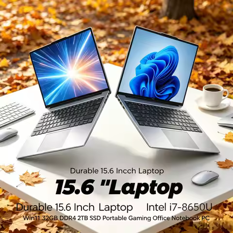 Durable 15.6 Inch Laptop Intel i7-8650U Win11 32GB DDR4 2TB SSD Portable Gaming Office Notebook PC
