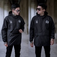 The Bojiel Style Black Men's Cagoule Jacket - Waterproof Streetwear Parachute Anorak Jacket