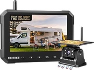 Magnetic Solar Wireless Backup Camera for Truck, 5 Inch No-Drill Installation RV Backup Camera, 1080