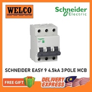 SCHNEIDER EASY9 3 POLE MCB (4.5KA) 40A / 63A Miniature Circuit Breaker (SIRIM)