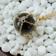 黃虎眼水晶球頸鏈 復古