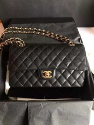 🤩萬年經典 Chanel CF23 黑金魚子  Small caviar class flap