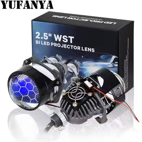 Mini 90W 2.5 Inch Bi-LED Projector Lens Henycomb Blue LHD&RHD Universal For Universal Car Headlight 