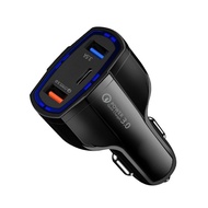 Car Charger Qualcomm Quick Charge 30W Charger Mobil  3 Port USB QC 3.0 Type C Car Charger Fast Charg