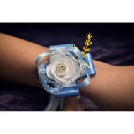 wrist corsage dusty blue