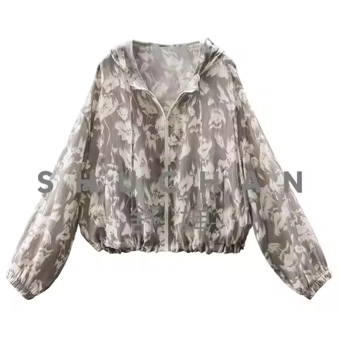 Thin Jacket Summer Shade Advanced Sense Light Luxury Natural Silk Horizontal Crepe Simple Hooded Jac