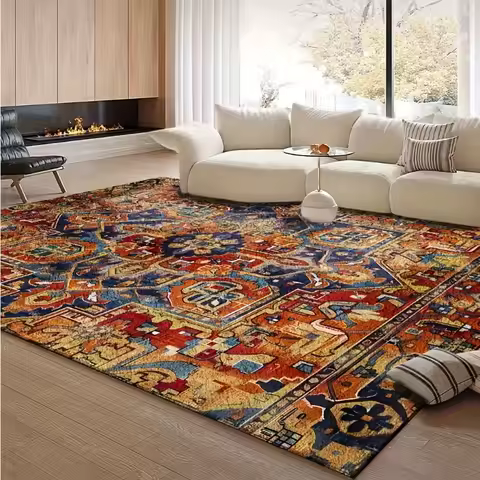 Turkish Style Red Rug Classic Style Carpet Non Slip Living Room Popular Modern Rug Ottoman Style Boh