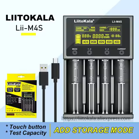 LiitoKala Lii-M4S 18650 LCD Multifunctional Battery Charger For 3.7V 1.2V 26650 21700 14500 18350 17