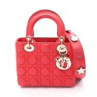 【二手】迪奧手提包，LADY DIOR MY ABCDIOR，Lady Dior 小號 Cannage 兩用RED皮革，Lady Dior Cannage 兩用托特包，小號