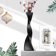 STM🔥QM Floor Vase Decoration Tall Ceramic Vase Modern Home Decors Twisted High Creative Flower Vase For Shelf Home Decor