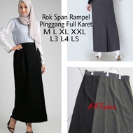 CODE S18C Long Black Work Skirt, Span Skirt, full elastic waist