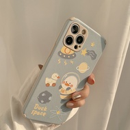 เคส iphone Lambskin material Space duck เคสโทรศัพท์ แบบซิลิโคน สําหรับ iPhone 11 Pro Max X Xr Xs Max