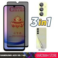LAYAR 3in1 Package Ceramic Matte Anti Spy PrivacyScreen Protector Samsung Galaxy M15 A25 4G / A25 5G