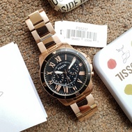 Fossil FS5237 Grant Sport Chronograph Black Dial Rose Gold Stainless 44mm Steel Mens Watch