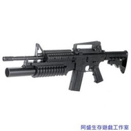 【阿盛生存遊戲工作室】KWC K4A1 M4A1 M203 黑色 手拉 空氣 長槍