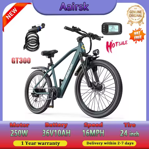Aairsk GT300 Ebike 250W Motor 36V10AH All-terrain Mountain Off-road Electric Bike 24 inch Tire City 