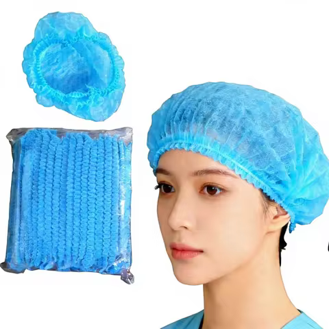 100 PCS Disposable Microblading Non Woven Fabric Makeup Hair Net Cap Sterile Hat Chef Catering Dust 