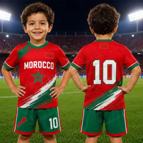 Morocco Soccer Jersey Fan Jersey Breathable Speed Drying Sweatshirt Outdoor Training Tee Family Grou