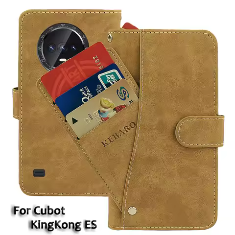 Vintage Leather Wallet Cubot KingKong ES Case 6.56" Flip Luxury Card Slots Cover Magnet Phone Protec