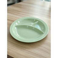 MELAMINE WARE 1 3 & 6 COMPARTMENT DINNER PLATE IN SHINY LIGHT GREEN COLOR 10 INCH (APPROXIMATELY 25.