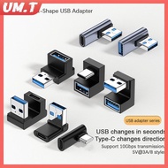 UM.T USB-A Mobile Phone Adapter 90 Degree USB C to USB A Adapter Right Angle USB A 3.0 Male to USB T