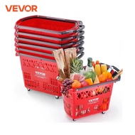 VEVOR 6PCS Shopping Baskets 39L Rolling Shopping Carts with Handles & Wheels Portable  for Supermark
