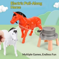 Push Brushed Donkey Electric Simulation Pony Walking Little Donkey Pulling Cart Children's Toys