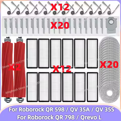Fit For ( Roborock QR 798 / QR 598 / QV 35A / QV 35S / Qrevo L ) Parts Main Side Brush Filter Mop Ba