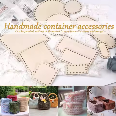 3pcs-set Crochet Basket Base 10/15/20cm Blank Cross Stitch Carved Hand-Woven DIY Crafts Supplies Bas