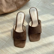 Rarin [ Camel ] 36-41 รองเท้าส้นสูง 2.5นิ้ว หนังกลับ สวยหรู ดูแพง ***เท้าอวบ/เท้ากว้าง เพิ่ม 1 ไซส์*