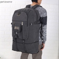 [60L Expandable Capacity] Canvas Backpack Men's Hiking Bag Large Backpack Wear-Resistant Travel Bag 