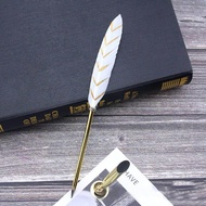 European Style Retro Feather Ballpoint Pen Christmas Gifts Writing Tool Golden Feather Pen Novelty