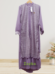 Geka Collection - Gamis ZAYBA Dress Muslim Wanita Crinkle Airflow mix Brokat Malika