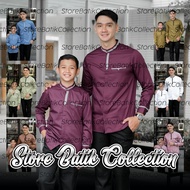 Baju Koko Couple Ayah Anak Laki Laki burgundy Lengan Panjang Bahan Toyobo Import Terbaru 2025 ||AL Z