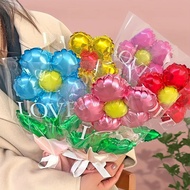 20/10pcs Rose Flower Foil Balloons Handhold Flower Ballon Graduate Decoration Party Decor
