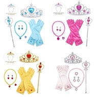 Frozen Princess Elsa and Anna Costume Dress Up Accessories Crown Wand Gloves Jewelry for Kids Cosplay Party Presents