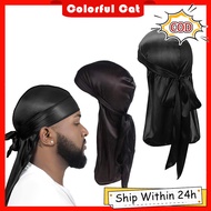 Durag Silk Cap Black Pirate Cap Bandana Extra Long Tail Head Wraps