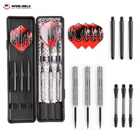 Win.Max 22g 90% Tungsten Darts Kit with Flights Dual Soft Steel Tip for Electronic Dartboard