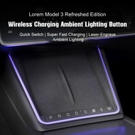 AN-01สำหรับ Tesla รุ่น3 /Y ชาร์จไร้สายแดชบอร์ดไฟ Lampu Hias โทรศัพท์ในรถยนต์กันลื่นที่ชาร์จแผ่นป้องก