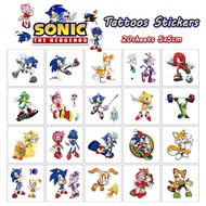 20 Pcs Cartoon Sonic The Hedgehog Tattoos Stickers Children's Reward Sticker Disposable Waterproof T