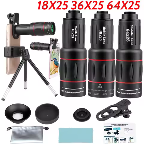 18X Zoom Cellphone Camera Lens with Tripod Universal External Zoom Camera Lens Long Focus Telephoto 