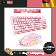 LMS | 2 in 1 Onikuma G25 Gaming Keyboard + Mouse Set Wired Pink CW905 Mice K9 Cute Cat Ear Headset f