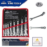 EURO KING TOOLS ประแจแหวานข้าง (คอพับได้) 8 ตัวชุด ปากตาย แหวน ชุดประแจรวม เครื่องมือช่าง ประแจ ชุดบ