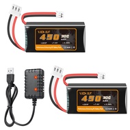 VICMILE 7.4V Lipo Battery 450mAh 2S 30C Rechargeable Lipo Battery with PH2.0 Plug SCX24 Small Lipo B