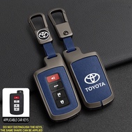 Zinc Alloy Leather Car Key Case Cover For Toyota Camry Rav4 Sienta Alphard Voxy Noah Esquire Harrier Land Cruiser Voxy 80Remote keybox Fob Shell Keychain