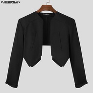 INCERUN Mens Gothic Punk Long Sleeve Short Jackets Hippy Party Clubwear Coat Outwear Tops (Korean St