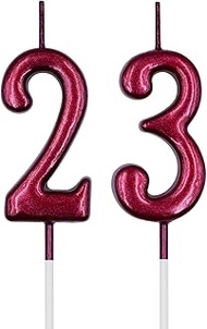 23rd & 32nd Birthday Candles, Red Number 23 32 Candle for Cake, Happy Birthday Cake Topper Decoratio